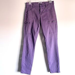 Pistola Hannah Faux Zip Pocket Skinny Cargo Jeans Pants In Purple Rose 27 EUC